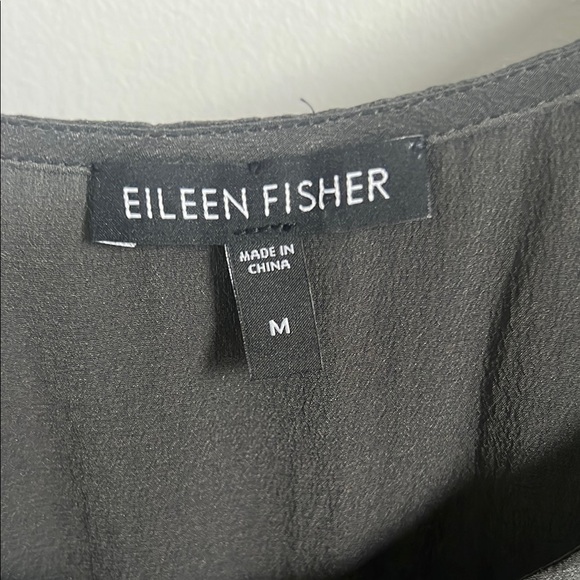 EILEEN FISHER black silk sleeveless top with lace hem - Picture 4 of 7